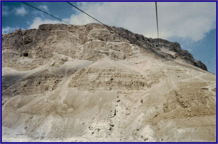 Riding cable car to top of Masada